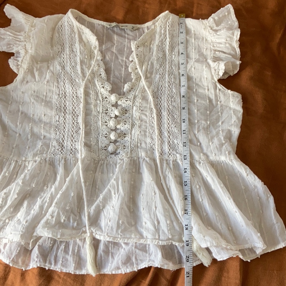 Zara flutter sleeve peplum Indian cotton blouse - Picture 8 of 10